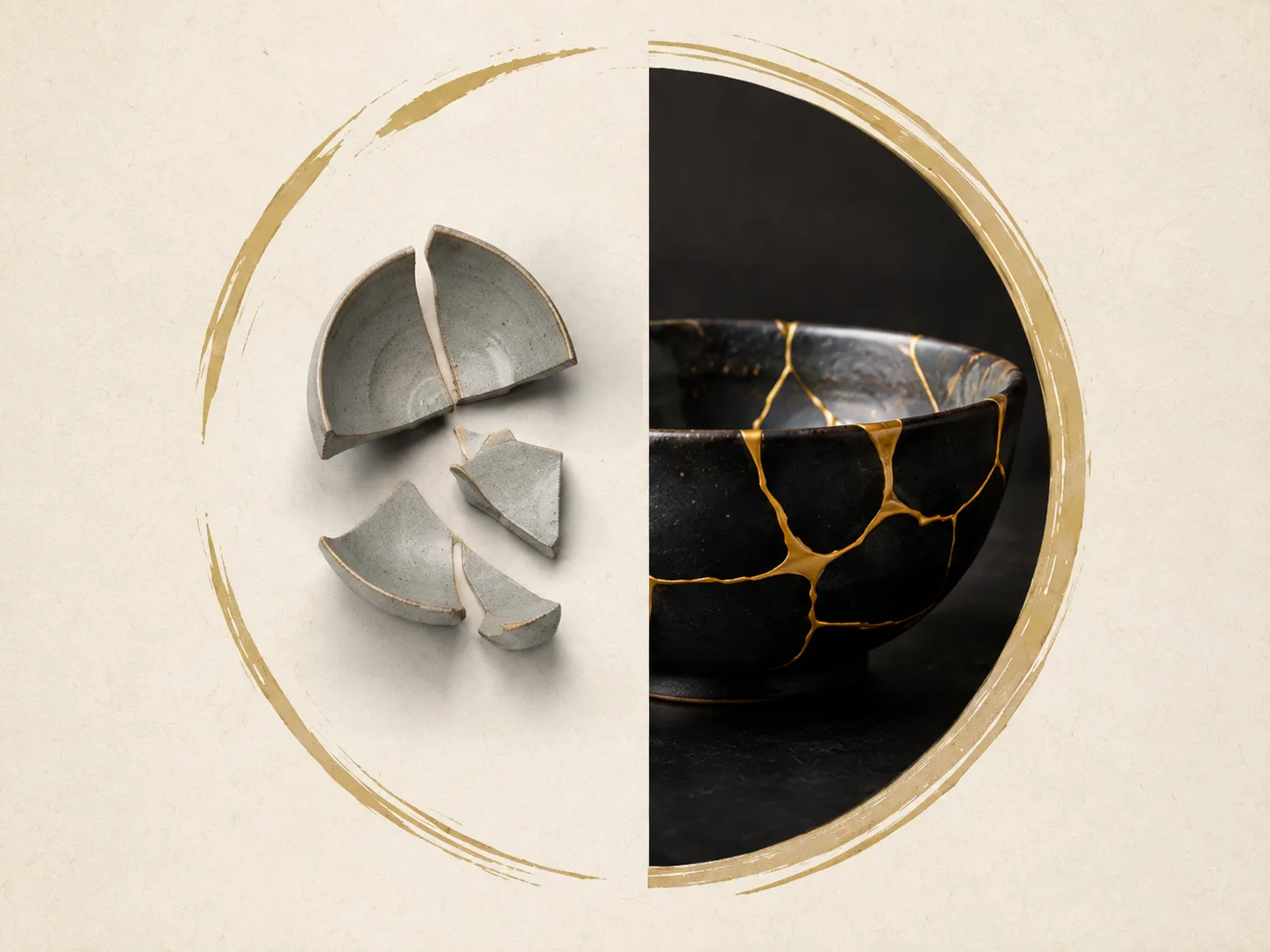 Kintsugi onarımı önce ve sonra
